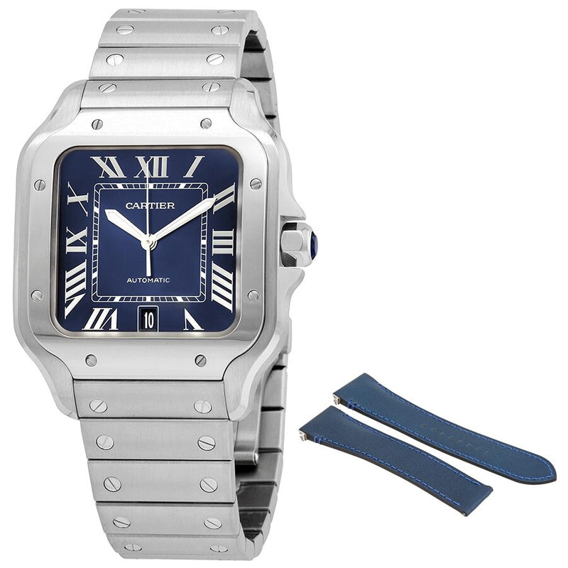Cartier Santos De Cartier Blue Dial Men's Watch #WSSA0030 - Watches of America