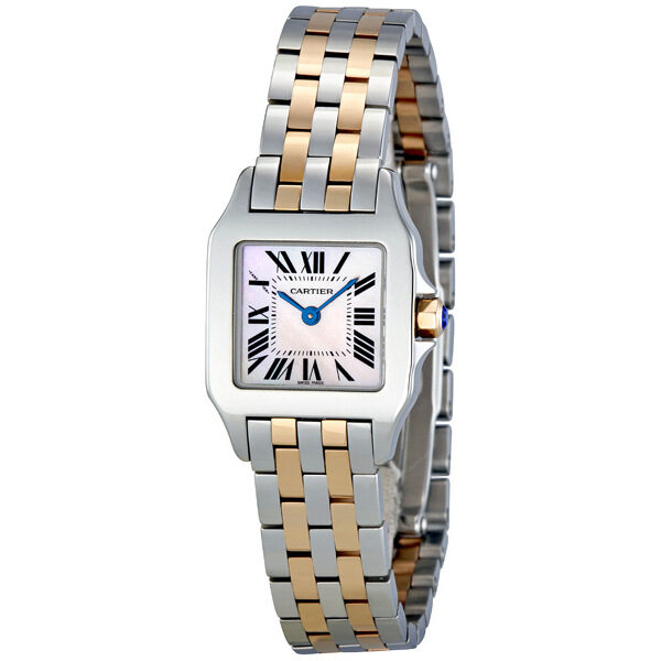 Cartier Santos Demoiselle Pink Mother of Pearl Dial Two Tone Steel Ladies Watch #W25074Y9 - Watches of America