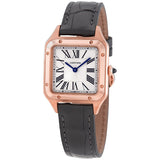 Cartier Santos-Dumont 18kt Rose Gold Silver Dial Ladies Small Watch #WGSA0022 - Watches of America