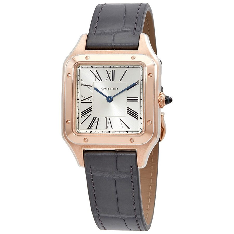 Cartier Santos-Dumont 18kt Rose Gold Silver Dial Men's Large Watch #WGSA0021 - Watches of America