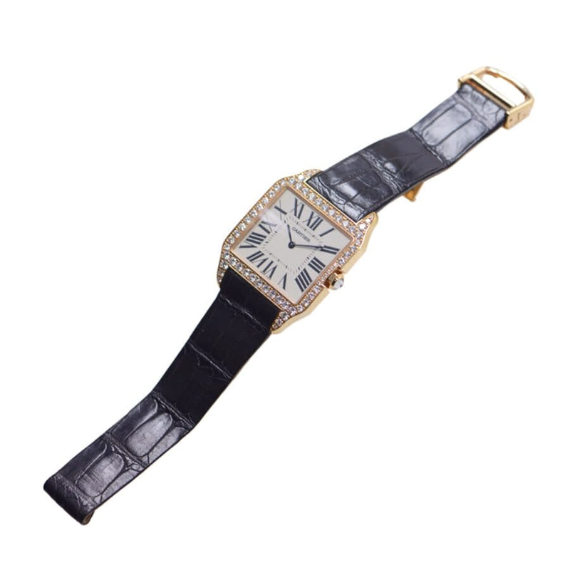 Cartier Santos-Dumont Diamond Bezel Manual Wind 18 kt Rose Gold Men's Watch #WH100751 - Watches of America #3