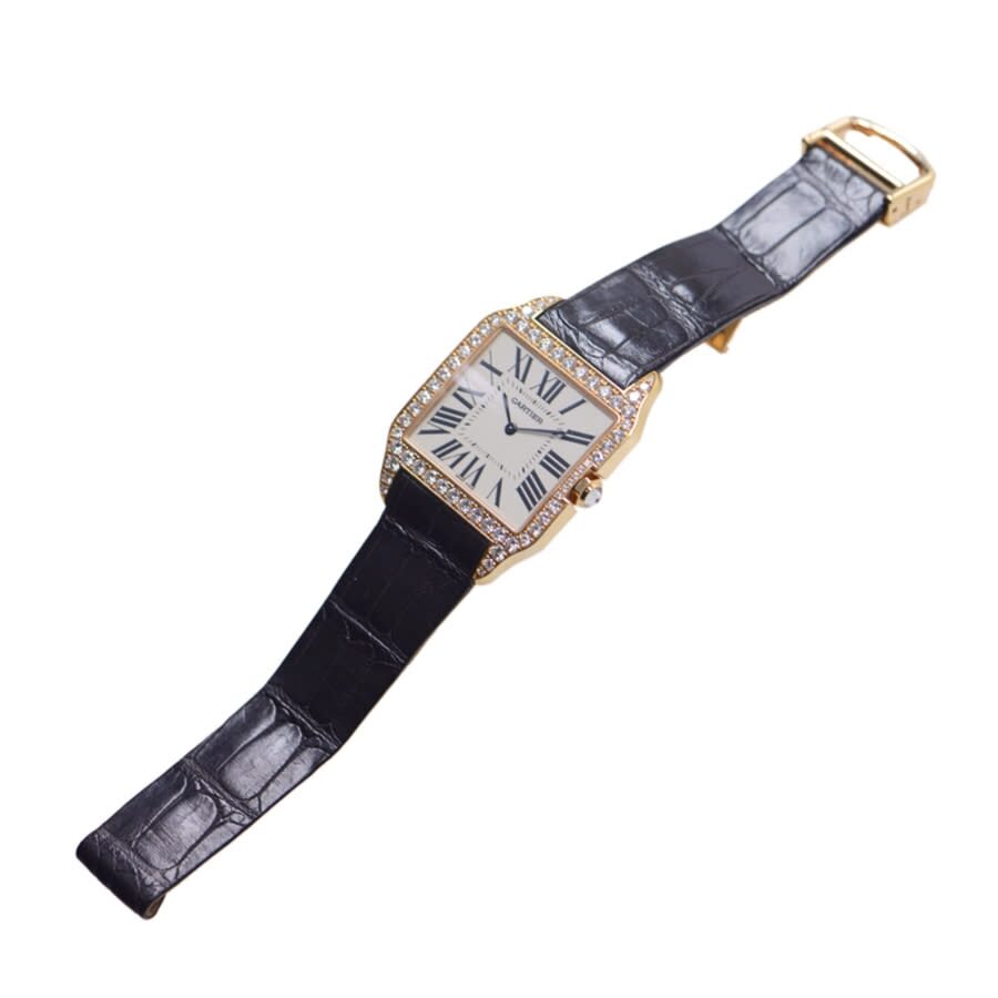 Cartier Santos Dumont Diamond Bezel Manual Wind 18 kt Rose Gold