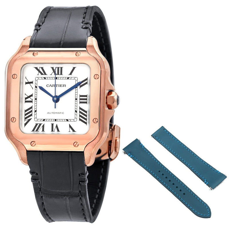Cartier Santos Silvered Opaline Dial Automatic Ladies Watch #WGSA0028 - Watches of America