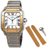 Cartier Santos Automatic Silvered Opaline Dial Steel and 18kt Yellow Gold Men's Watch #W2SA0006 - Watches of America