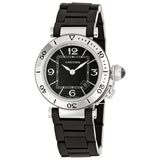 Cartier Steel Pasha Seatimer Black Dial Ladies Watch #W3140003 - Watches of America