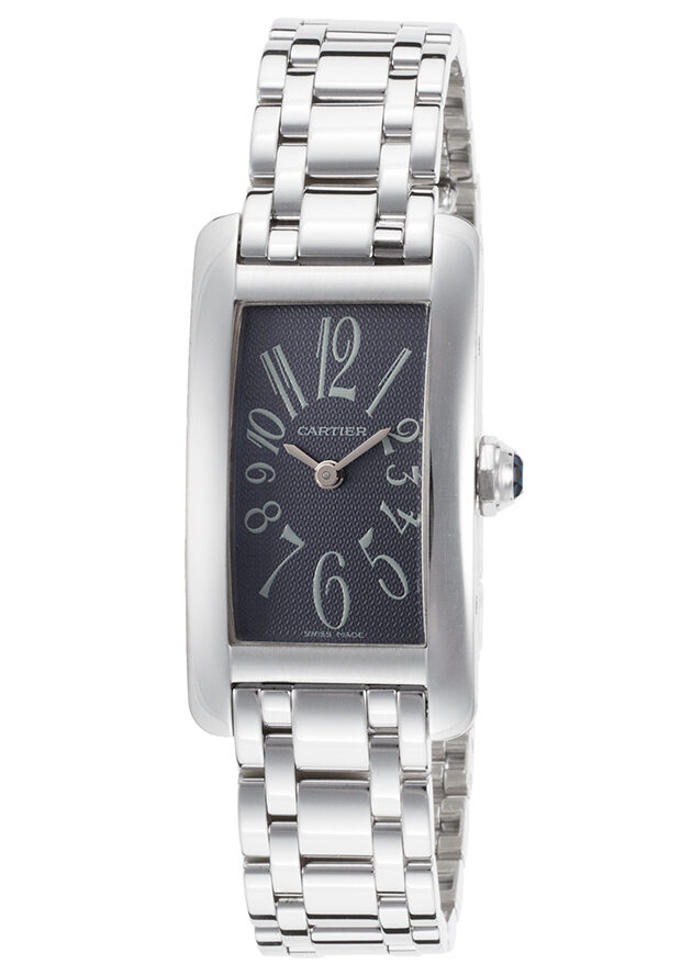 Cartier Tank Americaine 18kt White Gold Ladies Watch #W26051L1 - Watches of America
