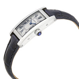 Cartier Tank Americaine Silver Dial Navy Leather Ladies Watch #WSTA0016 - Watches of America #2