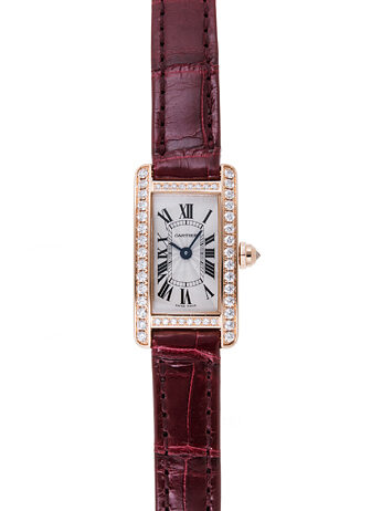 Cartier Tank Americaine Silvered Flinque Dial Ladies Watch #WB710014 - Watches of America