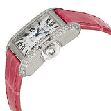 Cartier Tank Anglaise Large 18k White Gold Diamond Bezel Pink Leather Watch #WT100018 - Watches of America #2