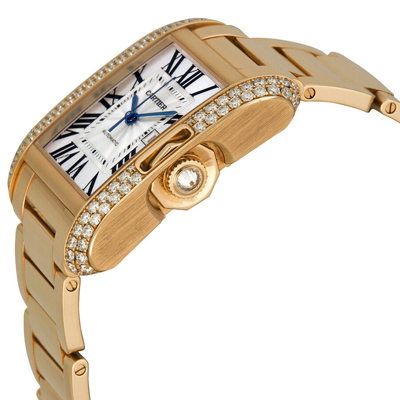 Cartier Tank Anglaise Silver Dial 18kt Pink Gold Men's Watch #WT100003 - Watches of America #2