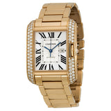 Cartier Tank Anglaise Silver Dial 18kt Pink Gold Men's Watch #WT100003 - Watches of America