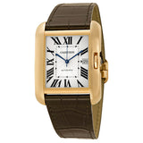 Cartier Tank Anglaise Silver Dial 18kt Rose Gold Brown Leather Men's Watch #W5310004 - Watches of America