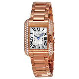 Cartier Tank Anglaise Silver Dial 18kt Rose Gold Diamond Ladies Watch #WT100002 - Watches of America