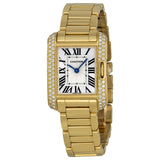 Cartier Tank Anglaise Silver dial 18kt Yellow Gold Ladies Watch #WT100005 - Watches of America