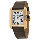 Cartier Tank Anglaise Silver Dial Brown Leather Strap #W5310005 - Watches of America
