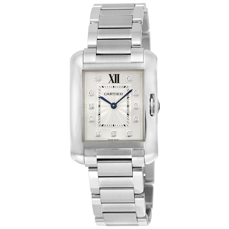 Cartier Tank Anglaise Silver Dial Diamond Ladies Watch #W4TA0004 - Watches of America