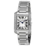 Cartier Tank Anglaise Silver Dial Lacquered Flinque Dial 18kt Rhodiumised White Gold Ladies Watch #WT100008 - Watches of America