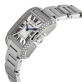 Cartier Tank Anglaise Silver Dial Lacquered Flinque Dial 18kt Rhodiumised White Gold Ladies Watch #WT100008 - Watches of America #2