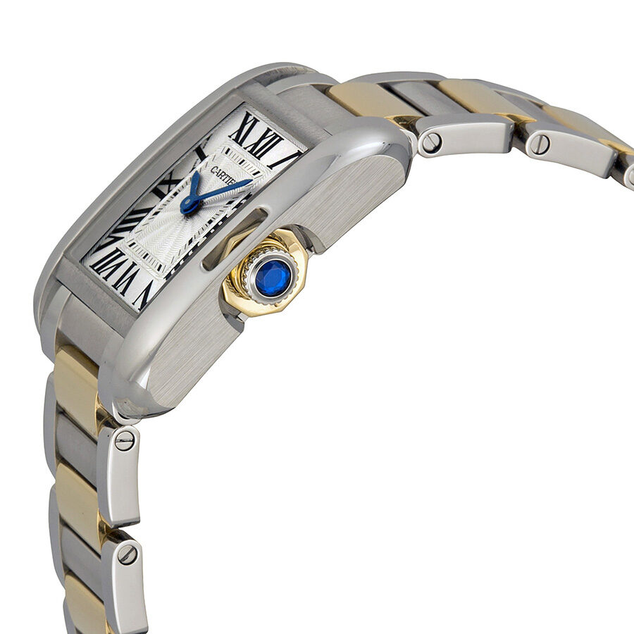 Cartier Tank Anglaise Silver Dial Stainless Steel and 18kt Yellow