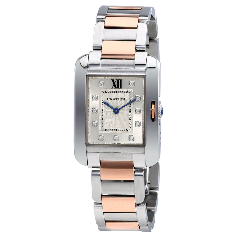 Cartier Tank Anglaise Silver Dial Ladies Watch #WT100032 - Watches of America