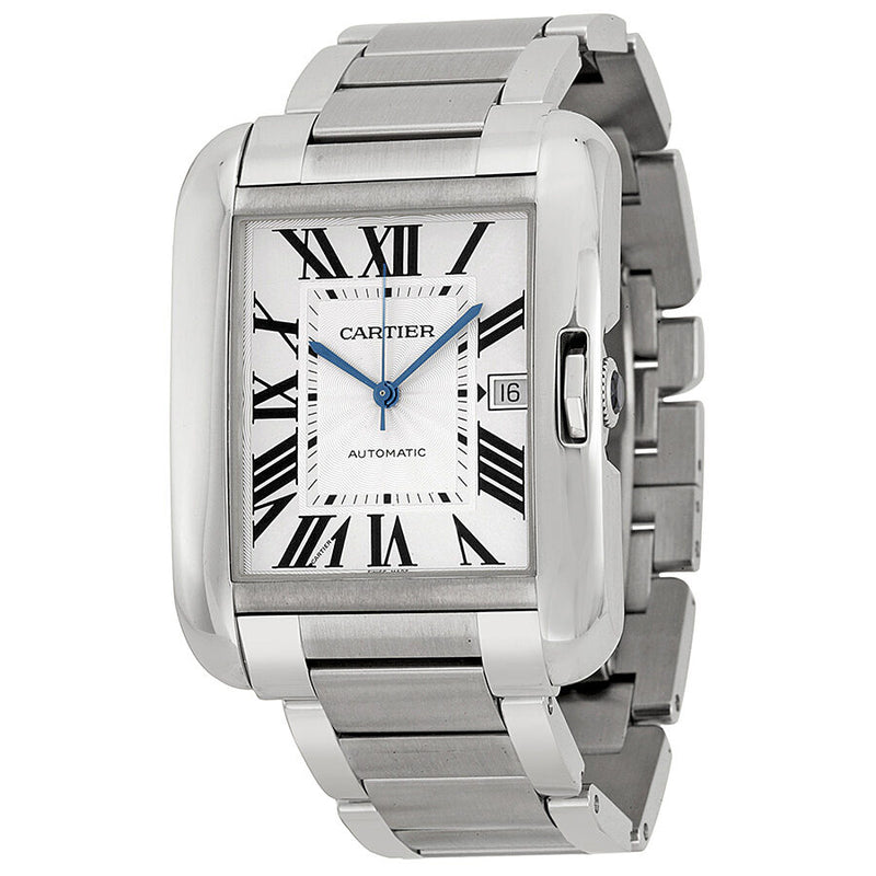 Cartier Tank Anglaise Silver Dial Stainless Steel Men's Watch #W5310008 - Watches of America