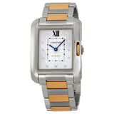 Cartier Tank Anglaise Silver Dial Stainless Steel with 18kt Rose Gold Ladies Watch #WT100034 - Watches of America