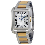 Cartier Tank Anglaise Silver Dial Steel and 18kt Yellow Gold Ladies Watch #W5310047 - Watches of America