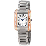 Cartier Tank Anglaise Silver Dial Two-tone Stainless Steel Ladies Watch #W3TA0002 - Watches of America