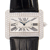 Cartier Tank Divan Cream Dial Ladies 18 Carat White Gold Diamond Watch #WA301370 - Watches of America