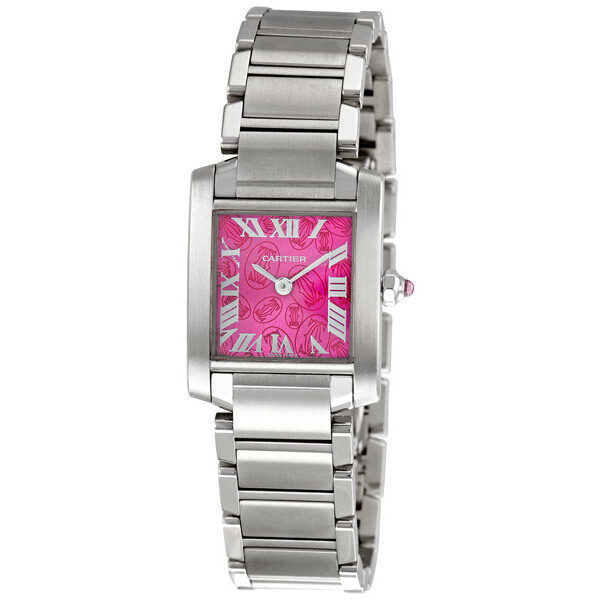 Cartier Tank Francaise Limited Edition Steel Raspberry Ladies Watch #W51030Q3 - Watches of America