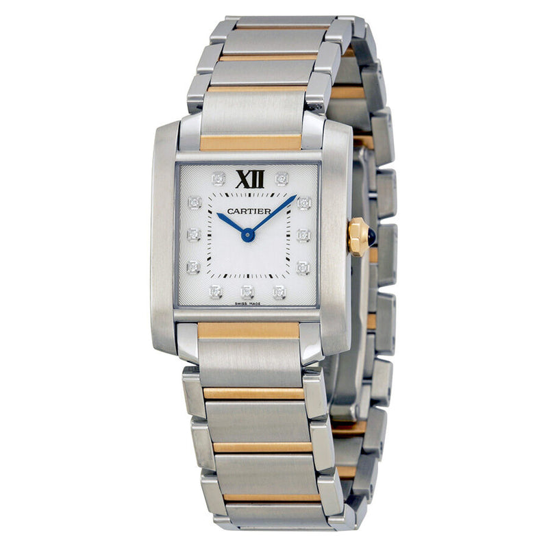 Cartier Tank Francaise Silver Dial Steel and 18kt Pink Gold Ladies Watch #WE110005 - Watches of America
