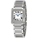 Cartier Tank Francaise White Grained Dial Steel Midsize Watch #W51011Q3 - Watches of America