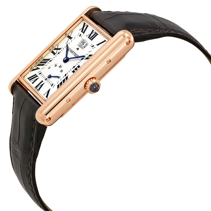 Cartier Tank Louis Silver Dial 18k Rose Gold Brown Leather Mechanical Men's Watch #W1560003 - Watches of America #2