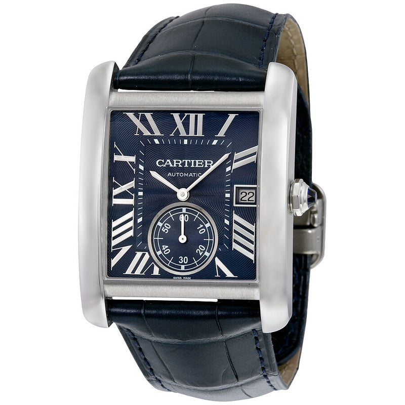 Cartier Tank MC Blue Dial Stainless Steel Men's Watch #WSTA0010 - Watches of America