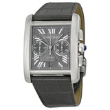 Cartier Tank MC Chronograph Grey Dial Grey Leather Men's Watch #W5330008 - Watches of America