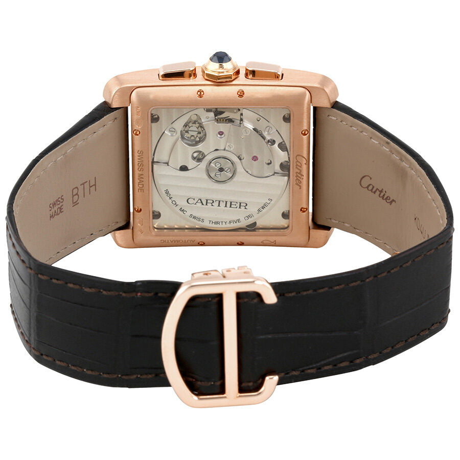 Cartier Tank MC Chronograph Silver Dial Brown Leather Men