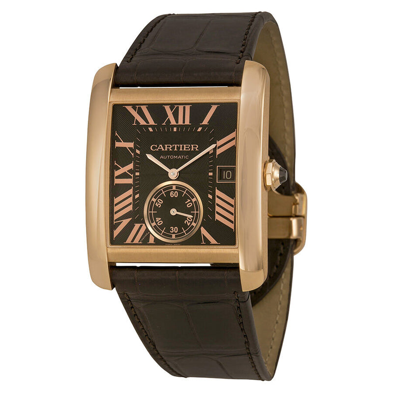 Cartier Tank MC Mechanical Brown Dial Brown Leather Strap Men's Watch #W5330002 - Watches of America