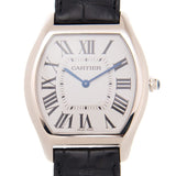 Cartier Tortue Silver Dial 18k White Gold Men's Watch #WGTO0003 - Watches of America