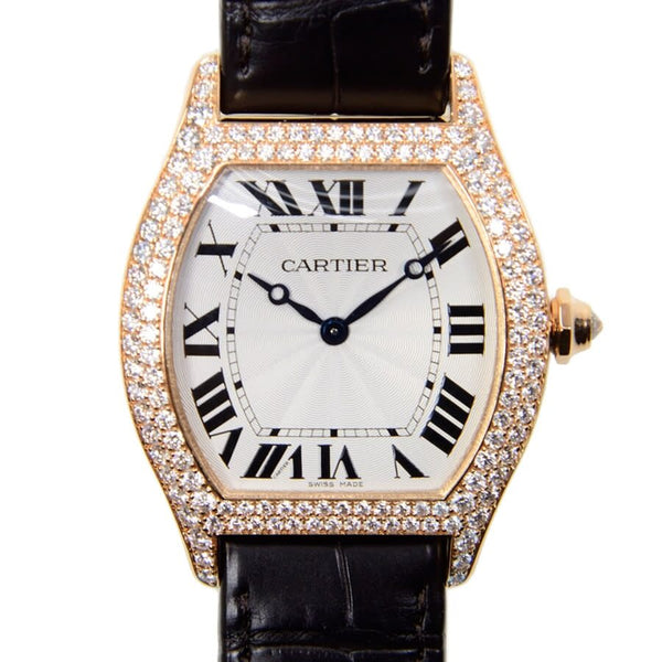 Cartier Tortue Silver Dial Brown Leather Diamond Automatic Men's Watch #WA503951 - Watches of America #2