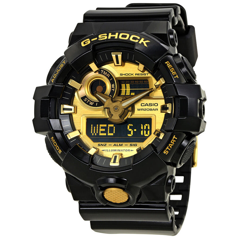 Casio G-Shock Gold-Tone Dial Black Resin Men's Watch #GA-710GB-1ACR - Watches of America