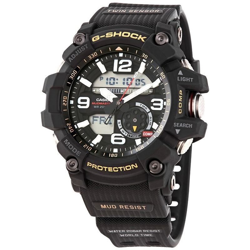 Casio G-Shock Master of G Mudmaster Perpetual Alarm World Time Chronograph Quartz Analog-Digital Black Dial Men's Watch #GG-1000-1ADR - Watches of America