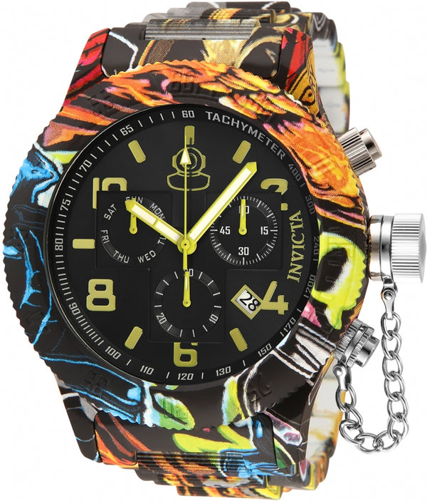 Invicta Russian Diver Reloj cronógrafo de cuarzo con esfera negra para hombre 34490