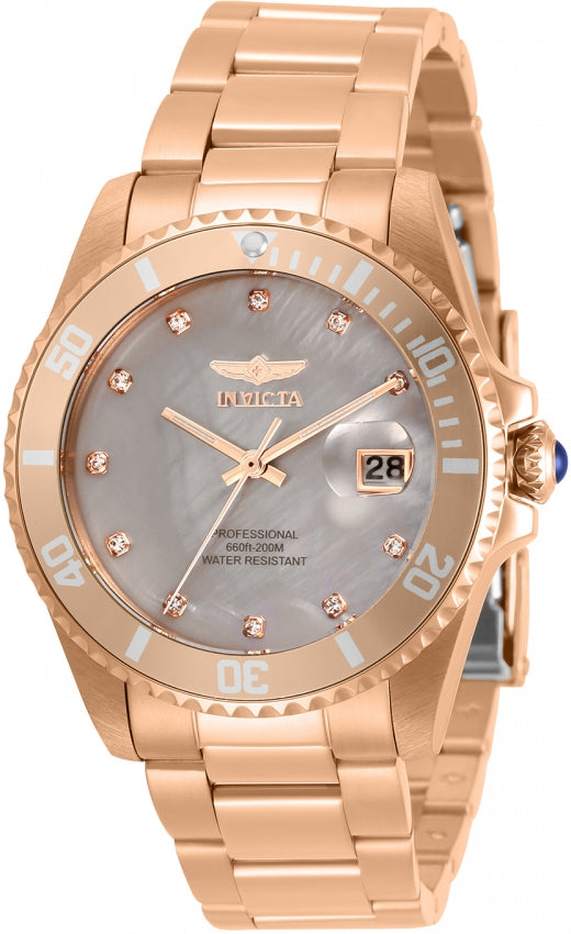 Invicta Pro Diver Quartz Diamond Grey Dial Ladies Watch 31701