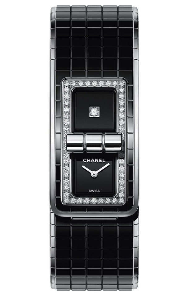 Chanel Code Coco Black Diamond Dial Ladies Steel and Ceramic Watch #H5148 - Watches of America