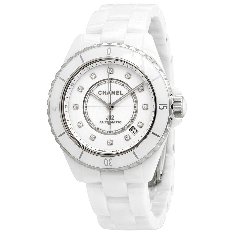 Chanel J12 Diamond White Dial Ladies Watch #H5705 - Watches of America