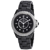 Chanel J12 Automatic Diamond Black Ceramic Watch #H3109 - Watches of America