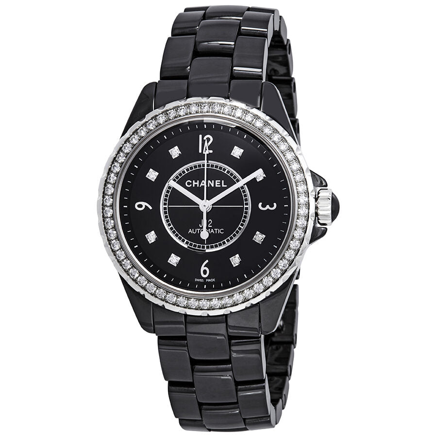 Chanel J12 Automatic Diamond Black Ceramic Watch H3109 – Watches of America