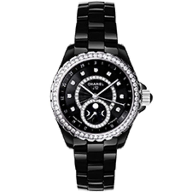 Chanel J12 Black Dial Diamond Black Ceramic Automatic Ladies Watch #H3407 - Watches of America