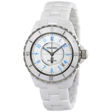 Chanel J12 Blue Light White Dial Ceramic Automatic Unisex Watch #H3827 - Watches of America