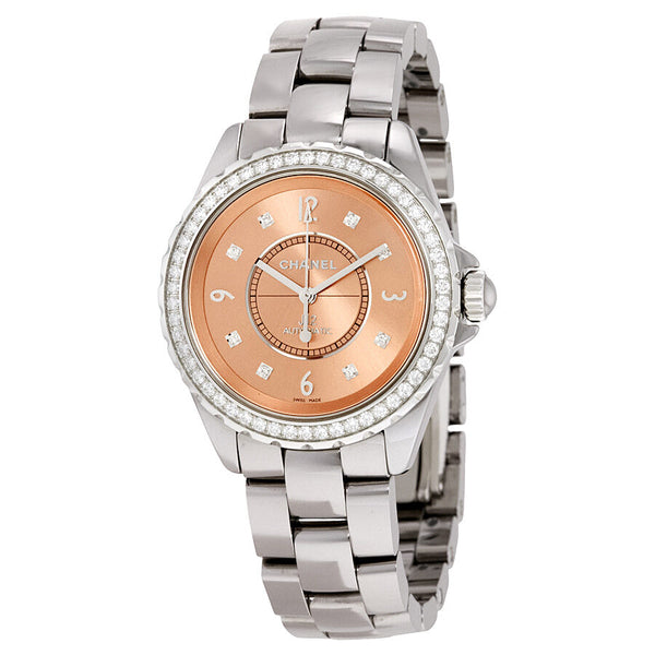 Chanel J12 Chromatic Diamond Pink Dial Titanium Ceramic Ladies Watch #H2564 - Watches of America